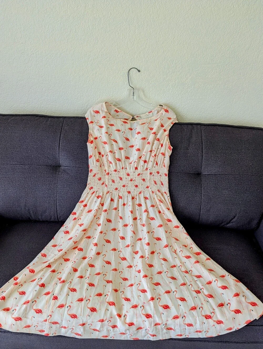 Kate Spade Sleeveless Flamingo Blair Dress 10 Pink Pockets Ruched Waste Summer